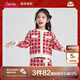 笛莎（DEESHA）童裝女童連衣裙新年2023冬季新款紅色中國紅公主裙過年衣服拜年服 紅格子 120 cm