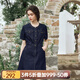 Olrain【七夕】歐芮兒牛仔連衣裙女夏季新款復(fù)古洋氣減齡圓領(lǐng)短裙 普魯士藍(lán) XL