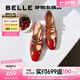 百麗（Belle）周雨彤同款珍妮女孩瑪麗珍鞋女商場(chǎng)款法式單鞋BR404AQ5 【楊天真/鐘麗緹同款】酒紅 36 (230mm)