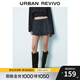 UR2025春季新款女裝木耳邊松緊腰抽繩超寬松短褲UYV650018 墨藍 (偏短) S (XS-S)