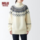 無印良品 MUJI 男女通用 羊毛提花編織半高領(lǐng)毛衣 BAL90A2A 長袖針織衫 原色 S-M