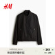 H&M男裝夾克2025秋季新款商務(wù)立領(lǐng)輕便飛行員長(cháng)袖拉鏈外套1257561 黑色 L 175/108