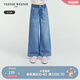 Teenie Weenie Kids小熊童裝25年夏新女童微闊腿薄款彈力斜紋牛仔褲 淺藍色 160 cm
