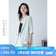 嘉茱莉夏季新款短袖西裝外套女薄款小西裝小個子通勤上衣休閑西服 遠(yuǎn)天藍(lán) S