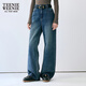 Teenie Weenie小熊女裝牛仔褲2025秋季新款復古時(shí)尚簡(jiǎn)約松弛直筒褲
