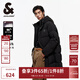 杰克·瓊斯（JACK&JONES）冬季男裝潮流時尚外套百搭字母反光印花連帽中長款羽絨服男士厚款 E40 黑色 M 175