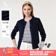 哈吉斯（HAZZYS）女裝 春季女士外套【PHIZ系列】?jì)却钔獯┖?jiǎn)約針織開(kāi)衫女 藏青色NV L (165/88A 40)