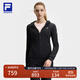 FILA 斐樂(lè )官方女裝針織連帽外套2025夏新款健身運動(dòng)基礎上衣 深黑-BK M 165/84A/M