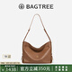 BAGTREE包包樹奶盒hobo女包輕奢品牌新款植鞣牛皮單肩通勤包斜挎包包 烤棕色-大號(hào) 高級(jí)小眾