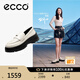 愛步（ECCO）七夕禮物 厚底樂(lè)福鞋女倪妮同款英倫風(fēng)一腳蹬增高鞋 蹤跡220723 石灰色22072301378 38 （尺碼偏小）