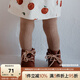 OAK FAMILY新品女寶寶長(zhǎng)款棉襪提花打底褲連腳襪0-3歲兒童襪 米咖 1條 1-3歲