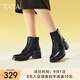 他她（TATA）七夕英倫風(fēng)粗跟短靴女靴厚底加絨炸街馬丁靴冬季新款7BU54DD3 黑色（單里） 38