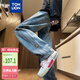 唐獅（TonLion）2025春男側(cè)邊拼接小標(biāo)直筒牛仔長褲 牛仔藍(lán) XL 