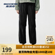 斯凱奇（Skechers）閃穿褲子女秋季傘兵褲闊腿褲吸濕速干運動(dòng)褲降落傘褲 碳黑/0018 M