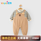 優(yōu)奇嬰幼兒背帶假兩件連體衣衣服寶寶超萌外出服爬服秋冬裝款保暖