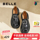 百麗（Belle）七夕禮物復(fù)古厚底樂福鞋女2025春新百搭時(shí)尚鞋B2359AM5 黑色 35 (225mm)