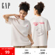 Gap女裝2025春季新款純棉logo印花短袖T恤寬松休閑上衣727407 米色 M (165/84A) 亞洲尺碼