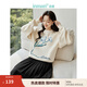 茵曼（INMAN）復古搖粒絨衛衣2024春季女裝新款原創(chuàng  )花卉貼布繡長(cháng)袖寬松上衣 淺杏色 M