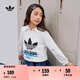 adidas男女大童純棉運(yùn)動(dòng)上衣圓領(lǐng)短袖T恤兒童夏季阿迪達(dá)斯三葉草   白色/鳥(niǎo)羽藍(lán)   164