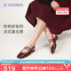 萊爾斯丹[幸福公主]2025春夏新款時尚百搭粗跟瑪麗珍真皮涼鞋女19301 安可拉紅 BOP 37