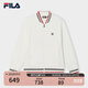 FILA 斐樂官方男士針織長袖外套2025夏季新款舒適簡約休閑棒球服 云白-WT XL 180/100A/XL