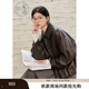 紫涵（ZIHAN）紫涵短款翻領(lǐng)皮衣女2025秋季新款復古簡(jiǎn)約百搭單排扣寬松夾克外套 淺巧咖 M