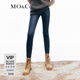 MO&Co.【Q暖丹寧】高腰修身彈力加絨牛仔褲顯瘦牛仔褲女摩安珂 牛仔藍(lán)色-第2批 XL 29