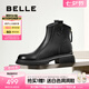 百麗（Belle）七夕禮物舒適休閑靴女商場同款真皮復古靴B7E1DDD4預售 黑色-單里 38 (240mm)