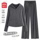 名創(chuàng  )優(yōu)品（MINISO）套裝女秋季2025新款運動(dòng)休閑糯米開(kāi)衫衛衣闊腿褲小個(gè)子高級感穿搭 【休閑套裝】深灰(純色)+深灰(純色) M 160 (體重100-115斤)