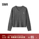 森馬（Semir）森柔毛衫|毛衣女刺繡V領(lǐng)顯瘦寬松2024絞花上衣復古風(fēng)109724107014