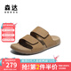 森達勃肯鞋男2025夏新商場(chǎng)同款外穿舒適休閑涼拖鞋1XJ01BT5 卡其色 40