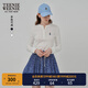Teenie Weenie小熊女裝長(cháng)袖T恤2025秋季新款半開(kāi)襟溫柔時(shí)尚打底衫 象牙白 M