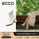 愛步（ECCO）靴子女 百搭圓頭高跟切爾西女靴牛皮靴 雕塑222683 石灰色22268301378 37