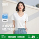森馬（Semir）短袖t恤女涼感抗菌正肩修身2025夏顯瘦V領(lǐng)白色打底衫109325100002