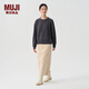 無(wú)印良品（MUJI）女式  羊絨混紡 圓領(lǐng)毛衣 女款冬季 針織衫打底衫女裝  BAH91C4A 炭灰色 M (160/84A)