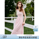 范思藍恩夏日背心T恤裙女撞色拼接圓領(lǐng)2024新款內搭氛圍感假日連衣裙子 粉白色 L