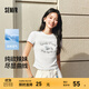 森馬（Semir）短袖t恤女短款修身可愛(ài)小狗印花2025夏裝新款正肩辣妹顯瘦打底衫 本白10102 M