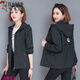 啄木鳥(niǎo)春秋季薄款中年女2025年新款韓版雙層連帽寬松百搭棒球服女士外套 黑色（雙層有里布） 2XL 130-145斤