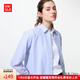 優(yōu)衣庫女裝全棉襯衫/長袖襯衣空調(diào)衫薄外套通勤長絨棉479078 62 粉藍(lán)色 M /160/84A