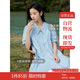 茵曼（INMAN）田園風Polo領(lǐng)連衣裙女裝2025夏季新品泡泡袖裙子 淺水藍-新  M