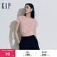 Gap女裝夏季純棉logo圓領(lǐng)短袖T恤簡(jiǎn)約百搭多色上衣564491 粉紅色 XS (155/76A) 亞洲尺碼