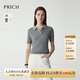 PRICH時(shí)髦短袖絞花polo針織衫2025夏季新款寬松上衣套頭毛衣女 15灰色 S