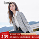 百圖betu女裝秋季新款毛針織衫小香風(fēng)開衫軟糯針織衫女2408T22 灰色 M