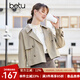 betu百圖女裝春秋韓版寬松炸街小個(gè)子外套短風(fēng)衣2201T35 卡其 S