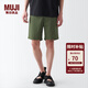 無印良品（MUJI）男式 水洗 平紋 短褲 純棉全棉 褲子 休閑褲 AED10A3S 卡其綠 XL