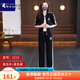 啄木鳥(niǎo)運動(dòng)套裝女2025春秋新款拉鏈外套時(shí)尚運動(dòng)服裝跳舞跑步運動(dòng)服 黑色衣+黑色褲 XL(120-130斤)