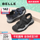 百麗（Belle）透氣外穿休閑鞋男新款運動(dòng)涼鞋包頭沙灘鞋A1474BL4 黑色 40 (250mm)