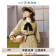 紫涵（ZIHAN）森友會(huì)燈籠袖領(lǐng)結(jié)中長(zhǎng)款風(fēng)衣外套腰帶百搭顯瘦 云石綠 S