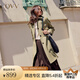OVV2023秋冬新款女裝溫柔自然翻領暗門襟休閑通勤針織羊毛風衣 卡其（凈色）A1 M