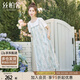 絲柏舍圓領(lǐng)連衣裙2025夏裝新款女通勤文藝套頭中長(cháng)款修身A字裙
